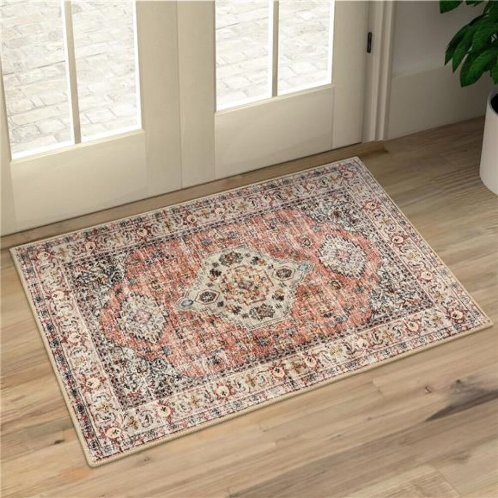 Oriental Door Mat Indoor Entrance, 2x3 Washable Indoor Rugs for Entryway Soft